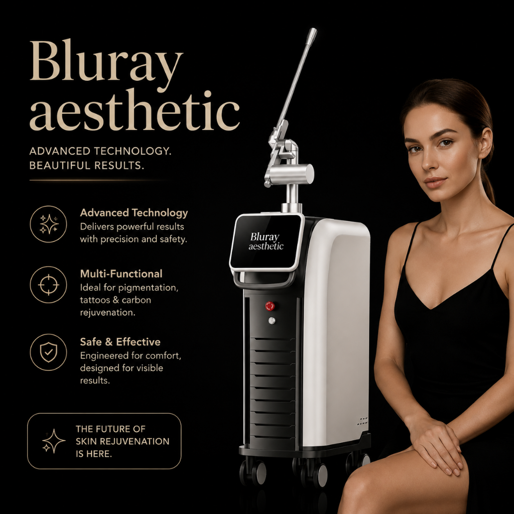 Pico laser system for tattoo removal, skin resurfacing, and pigmentation treatment in aesthetic clinics.