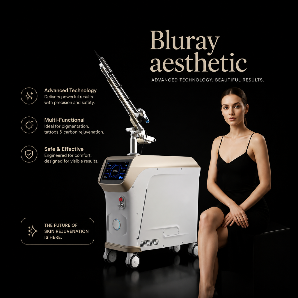 Picosecond laser machine for skin rejuvenation, pigmentation removal, and aesthetic treatments.